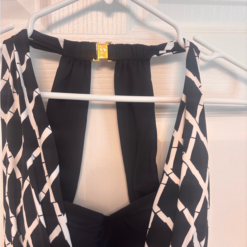 Blue Rod Beattie Navy & White Geometric One-Piece Swimsuit with Gold Accent - Picture 5 of 16